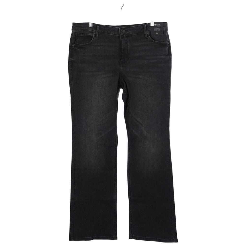 NWT SIMPLY VERA VERA WANG Jeans 18 Short 18S Washed Black Bootcut Denim Stretch